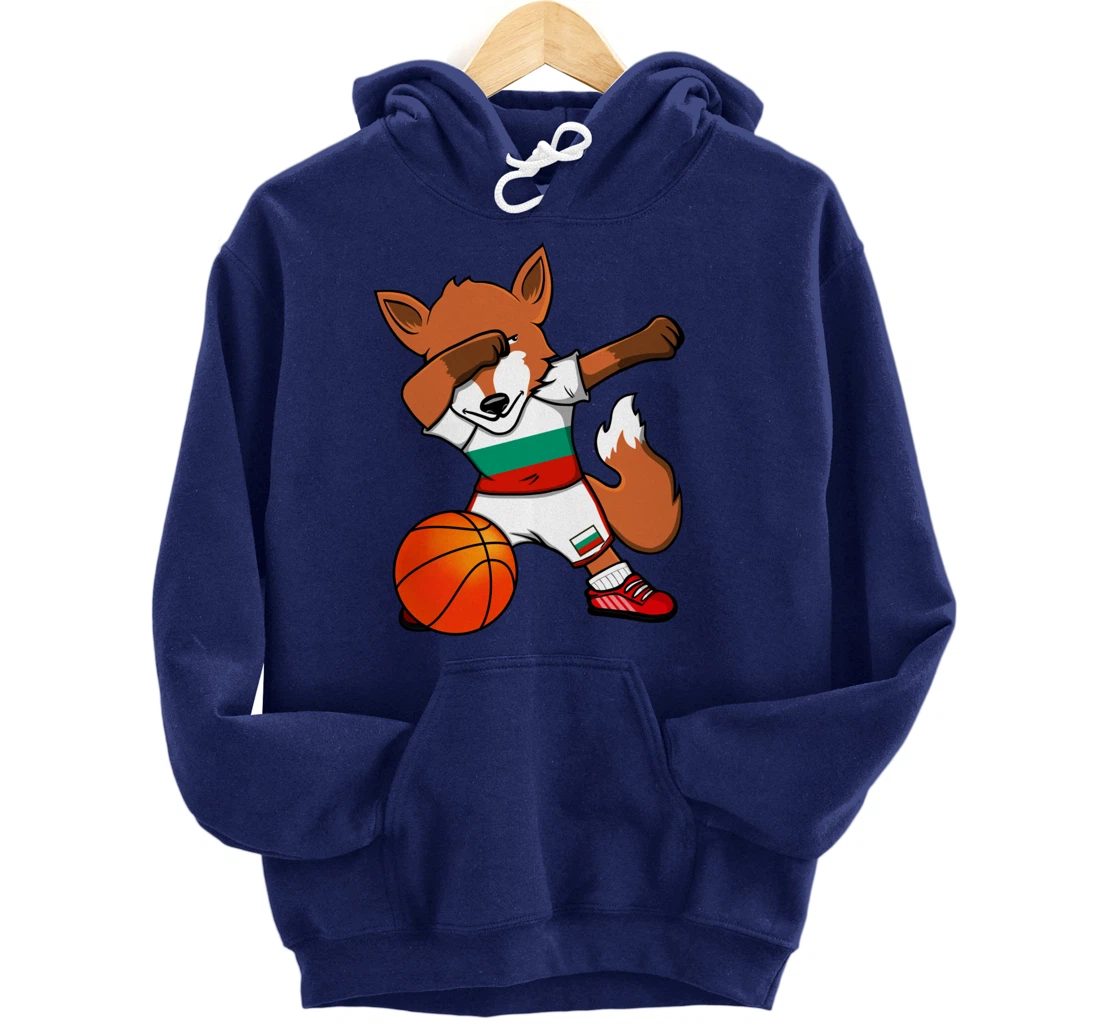 Dabbing Fox Bulgaria Basketball Fans Jersey Bulgarian Flag Pullover Hoodie