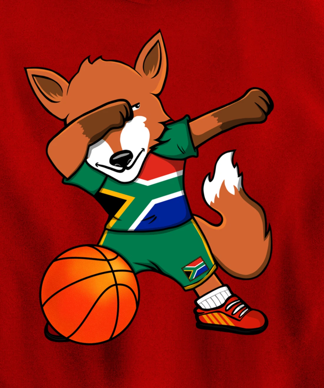 Dabbing Fox South Africa Basketball Fans Jersey Flag Sport Pullover Hoodie