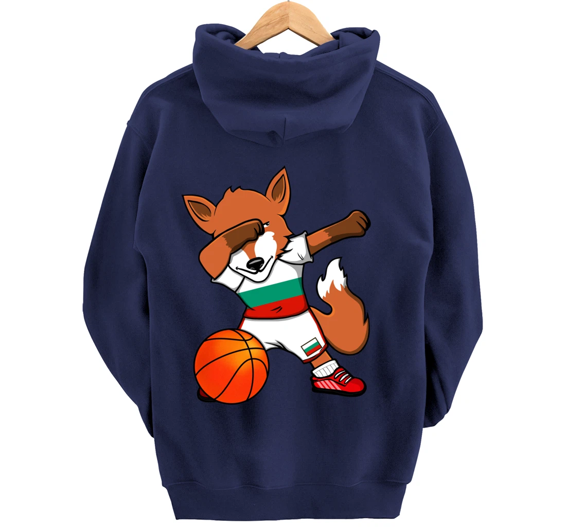Dabbing Fox Bulgaria Basketball Fans Jersey Bulgarian Flag Pullover Hoodie