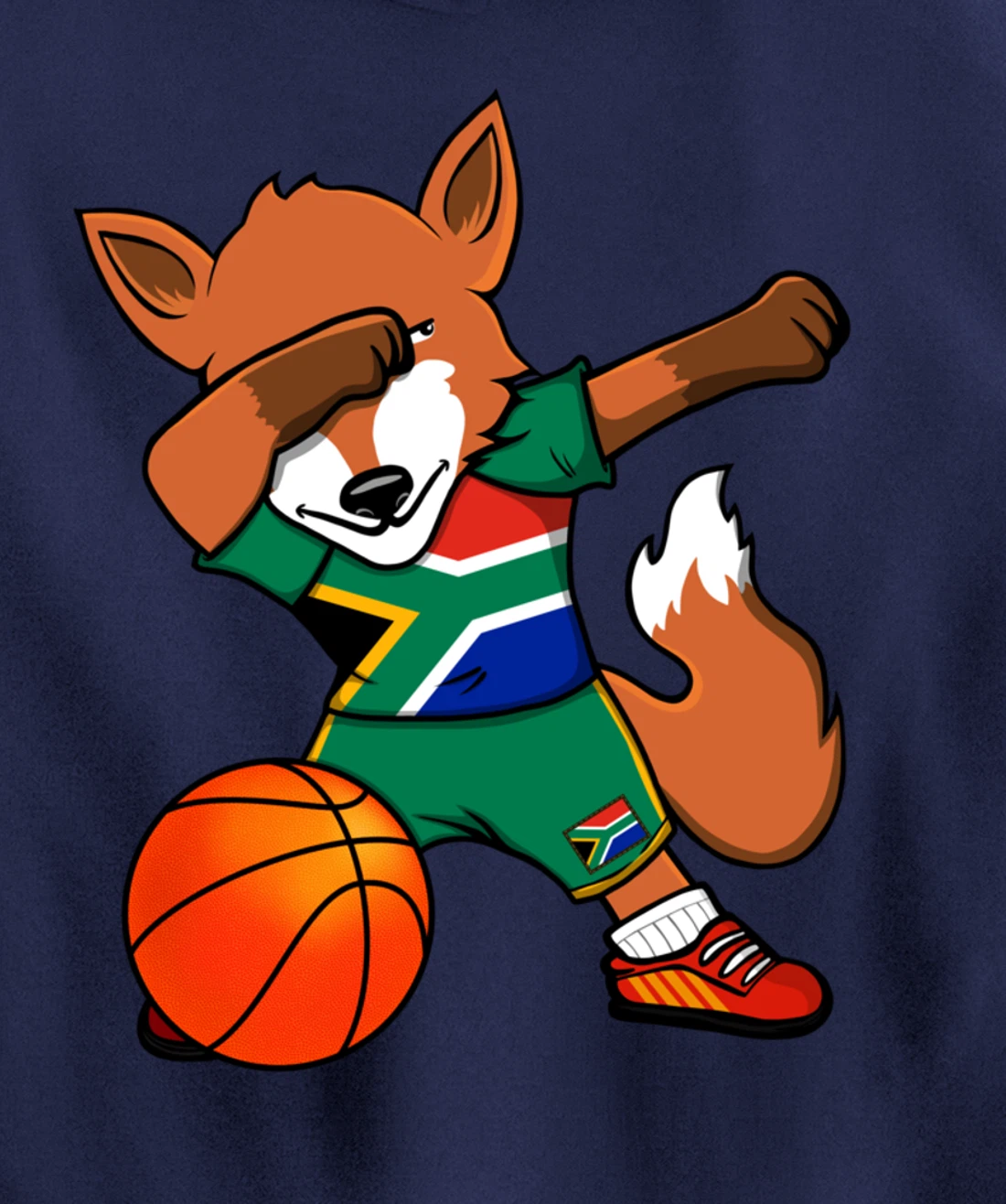 Dabbing Fox South Africa Basketball Fans Jersey Flag Sport Pullover Hoodie