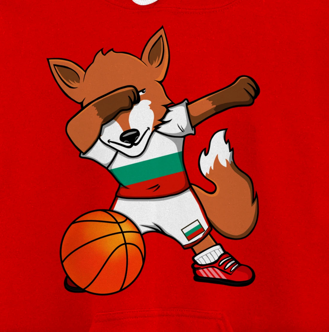 Dabbing Fox Bulgaria Basketball Fans Jersey Bulgarian Flag Pullover Hoodie
