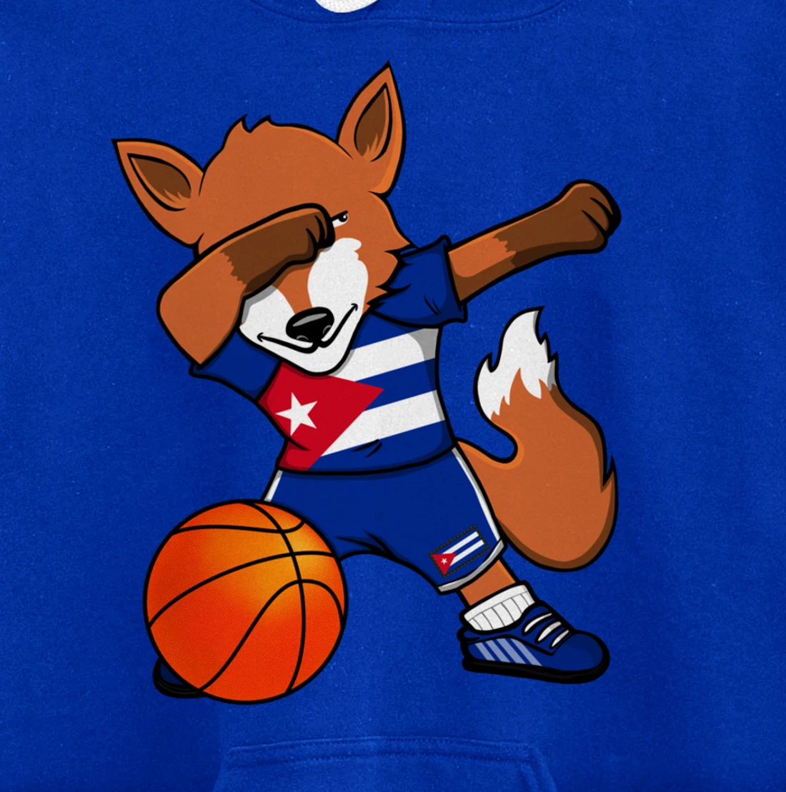 Dabbing Fox Cuba Basketball Fans Jersey Cuban Flag Sport Pullover Hoodie