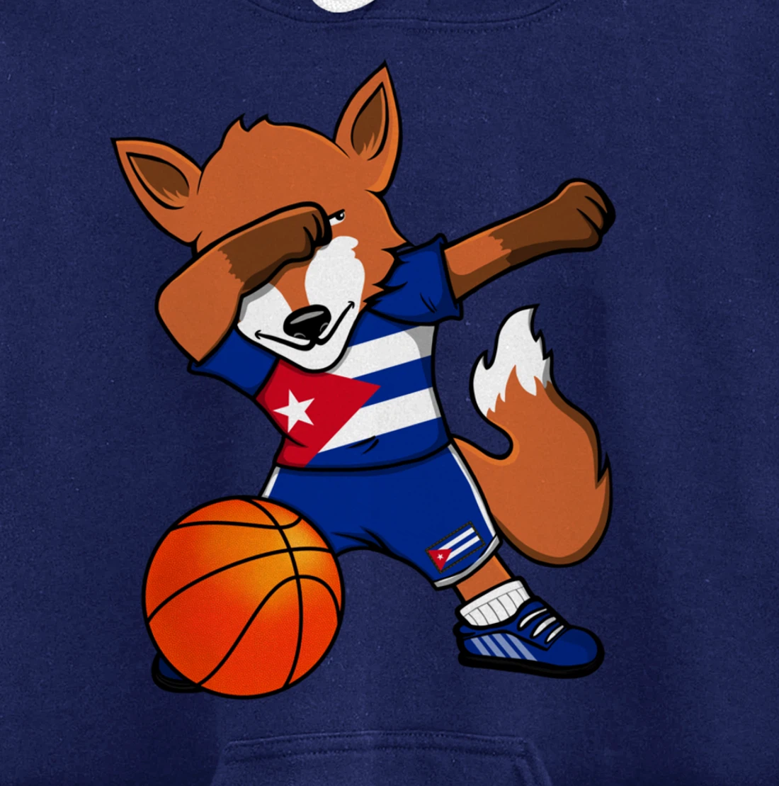 Dabbing Fox Cuba Basketball Fans Jersey Cuban Flag Sport Pullover Hoodie