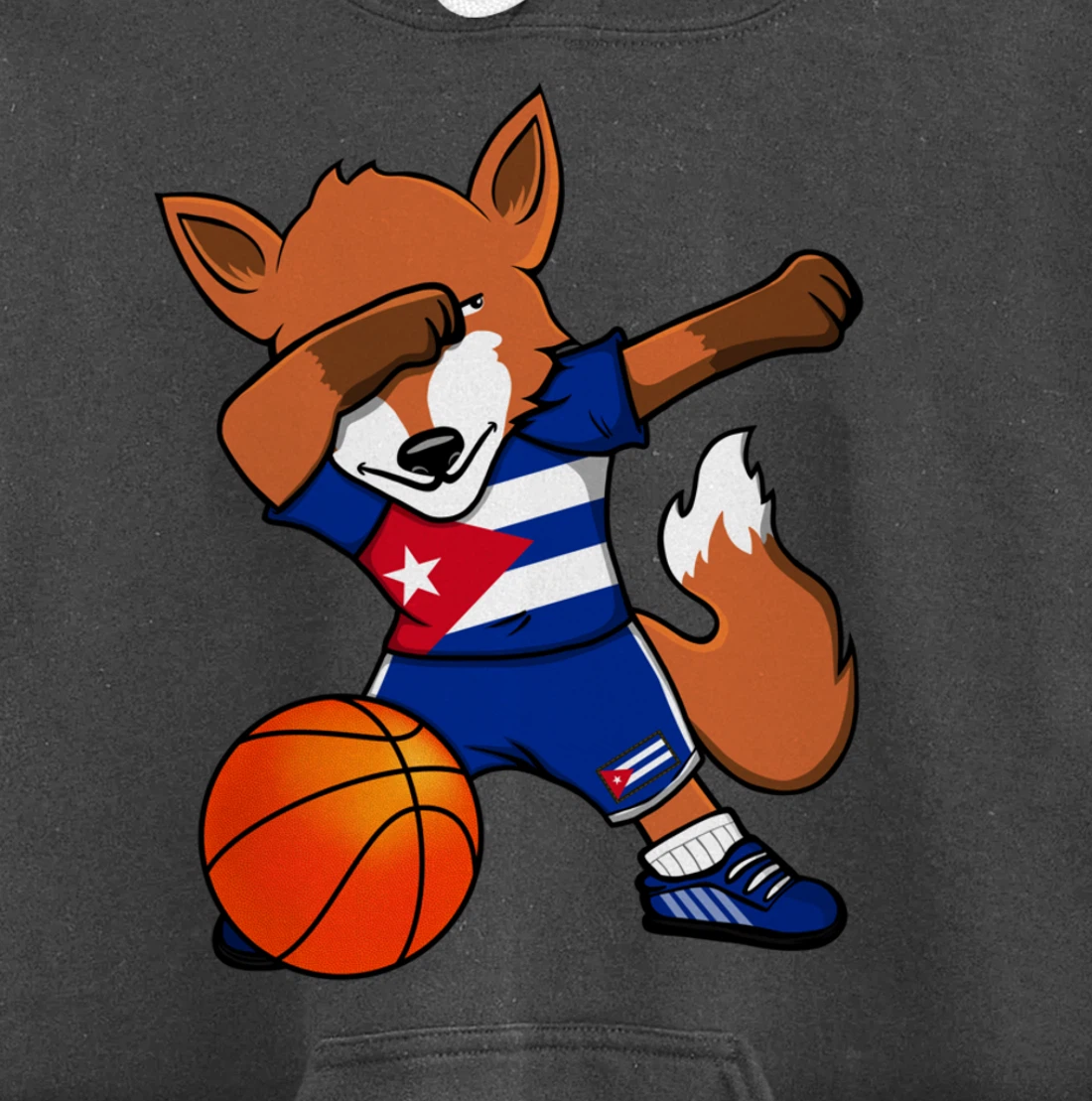 Dabbing Fox Cuba Basketball Fans Jersey Cuban Flag Sport Pullover Hoodie
