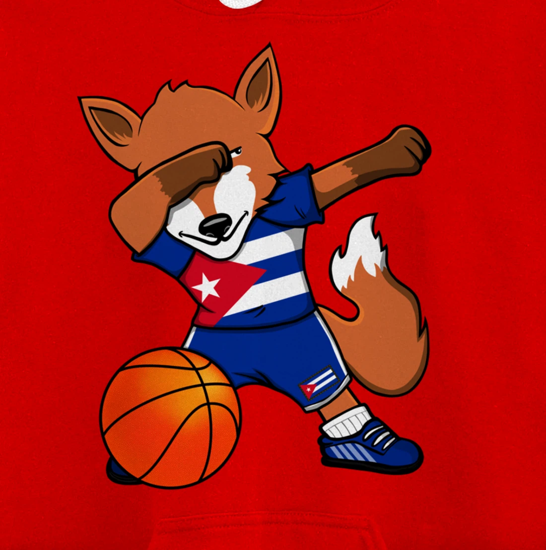 Dabbing Fox Cuba Basketball Fans Jersey Cuban Flag Sport Pullover Hoodie