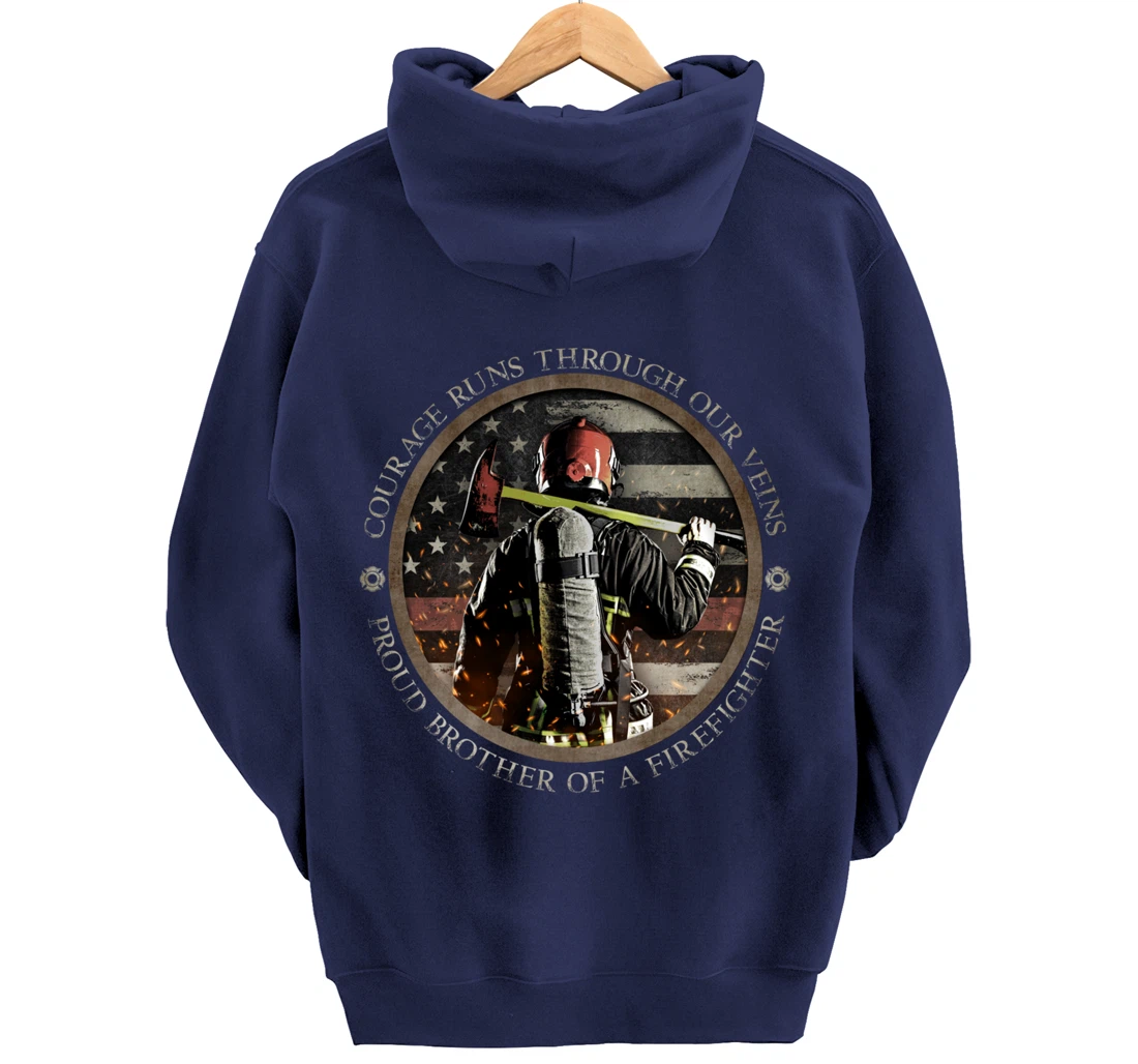 Proud Firefighter Cousin - Courage Runs Through Our Veins Pullover Hoodie
