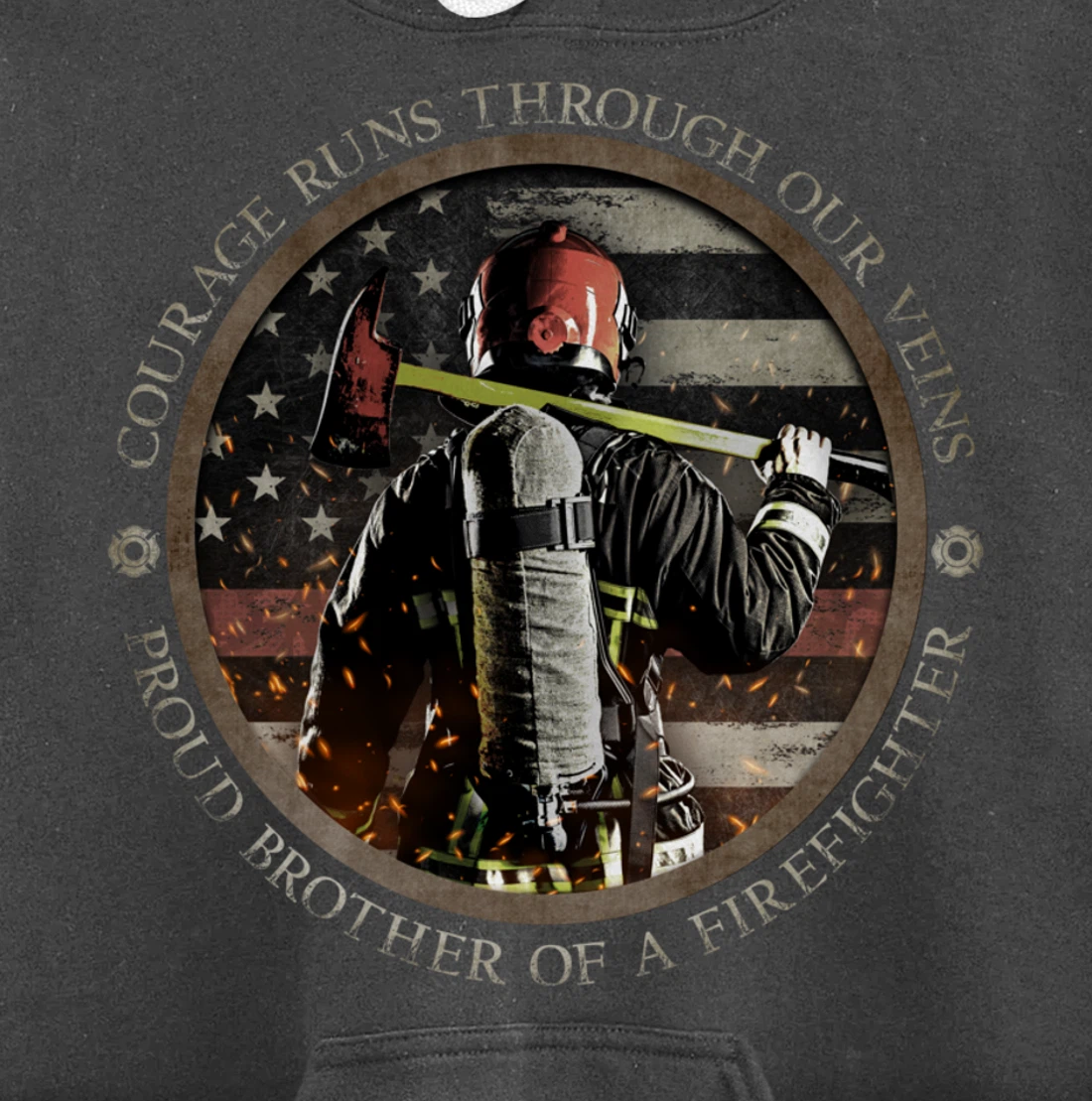 Proud Firefighter Cousin - Courage Runs Through Our Veins Pullover Hoodie