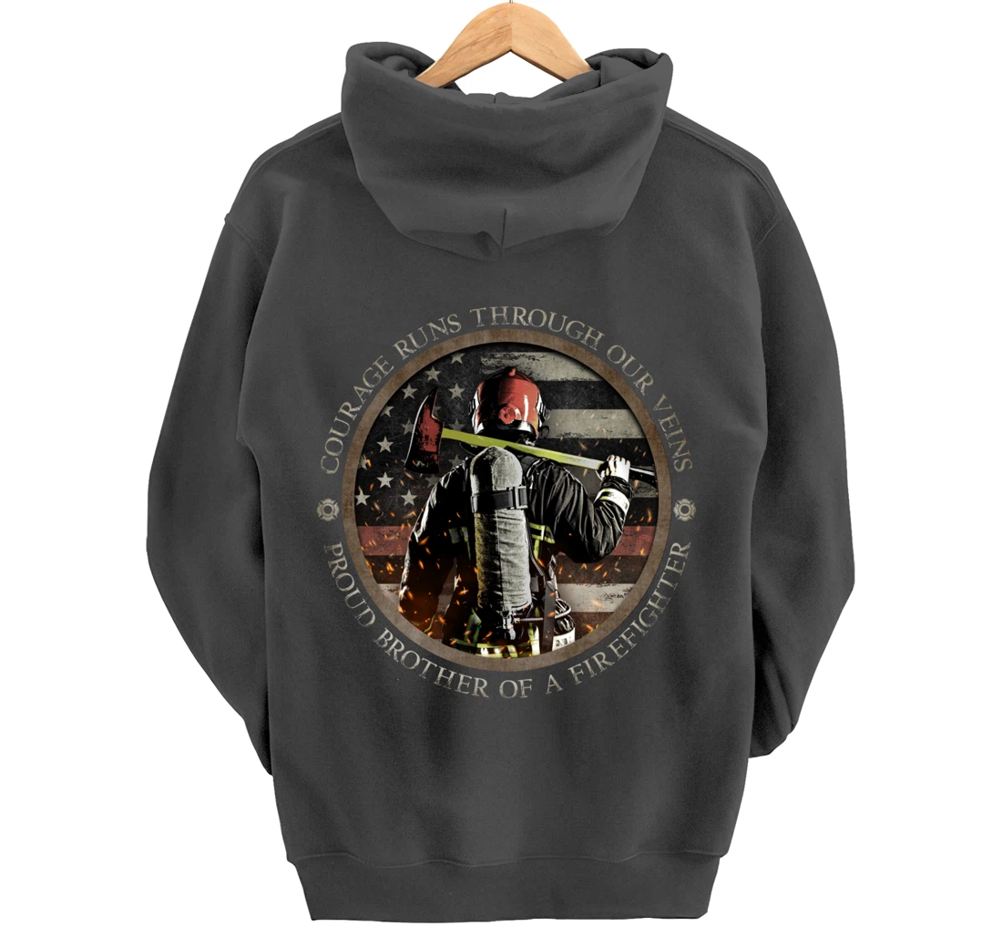 Proud Firefighter Cousin - Courage Runs Through Our Veins Pullover Hoodie