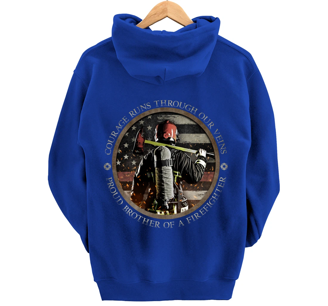Proud Firefighter Cousin - Courage Runs Through Our Veins Pullover Hoodie
