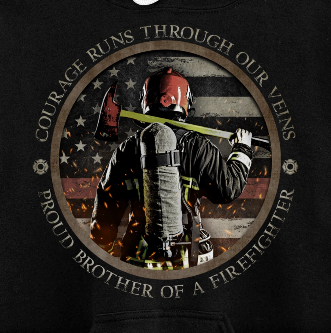 Proud Firefighter Cousin - Courage Runs Through Our Veins Pullover Hoodie