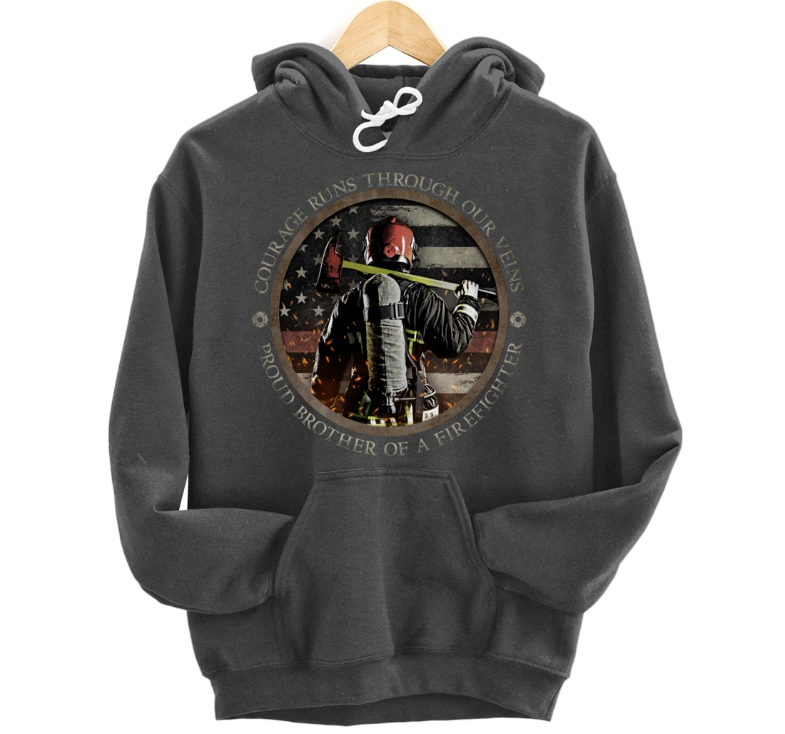 Proud Firefighter Cousin - Courage Runs Through Our Veins Pullover Hoodie