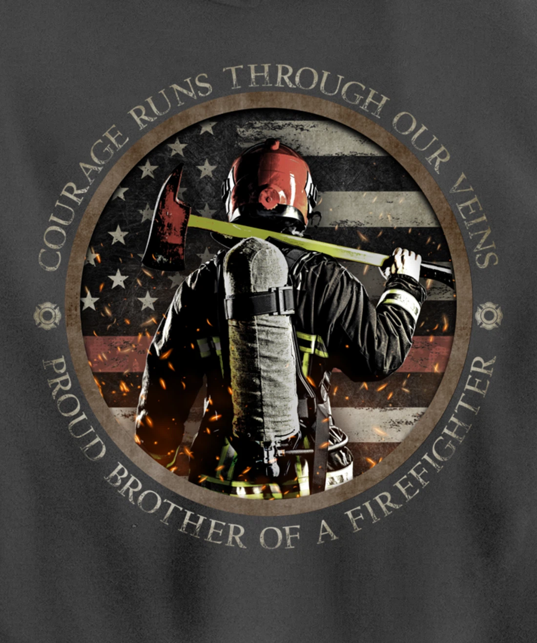 Proud Firefighter Cousin - Courage Runs Through Our Veins Pullover Hoodie