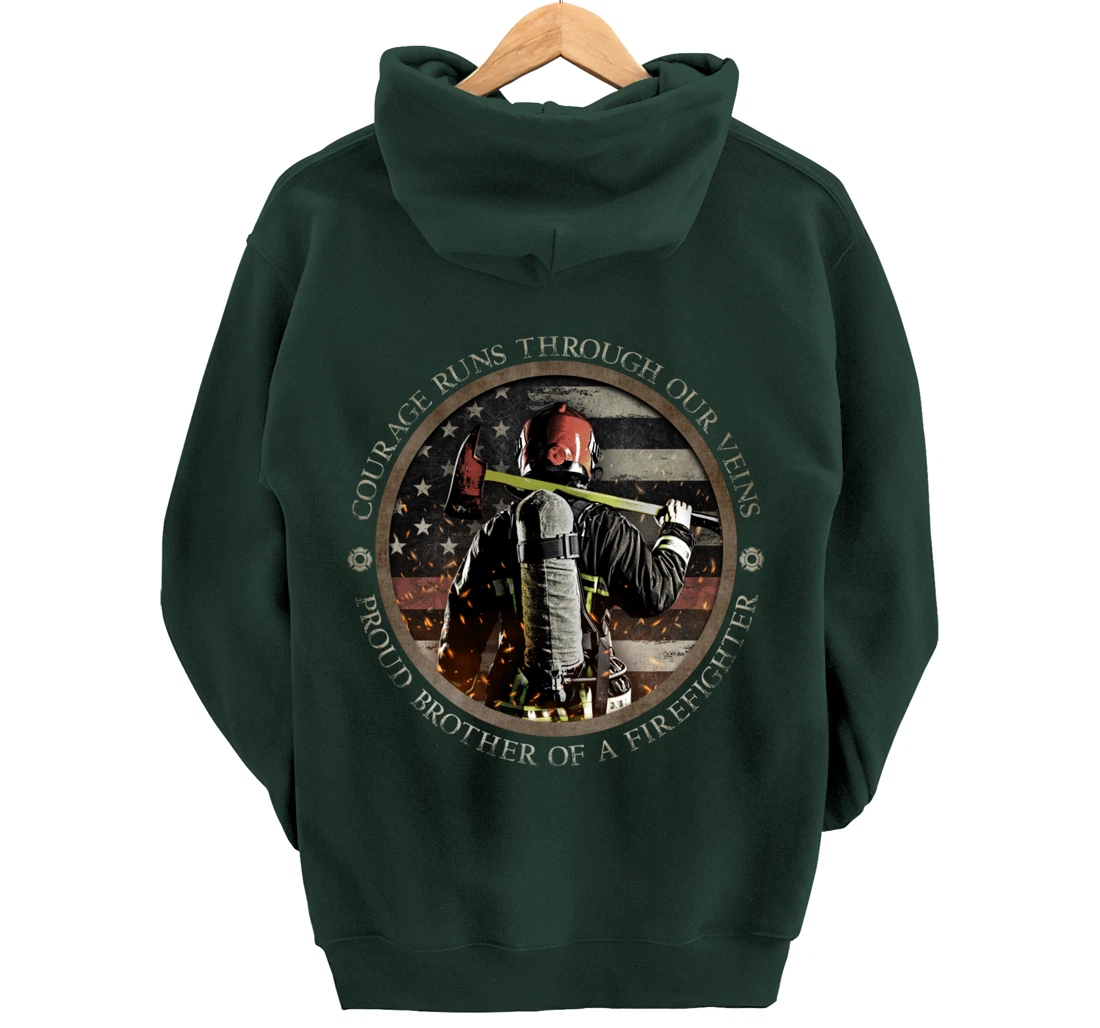 Proud Firefighter Cousin - Courage Runs Through Our Veins Pullover Hoodie