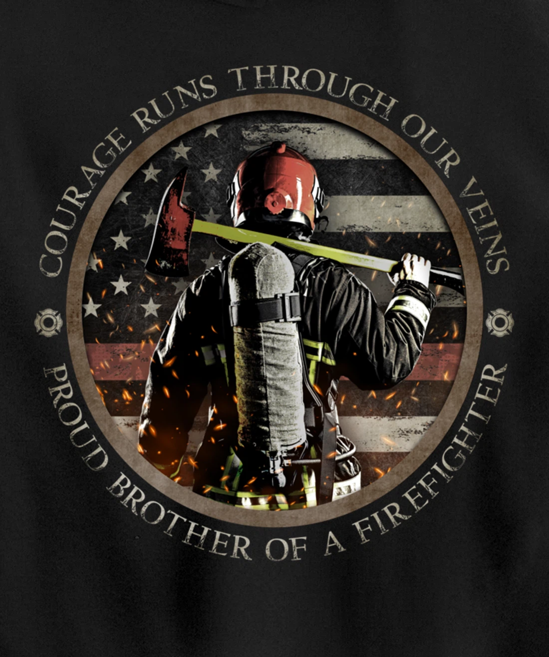 Proud Firefighter Cousin - Courage Runs Through Our Veins Pullover Hoodie