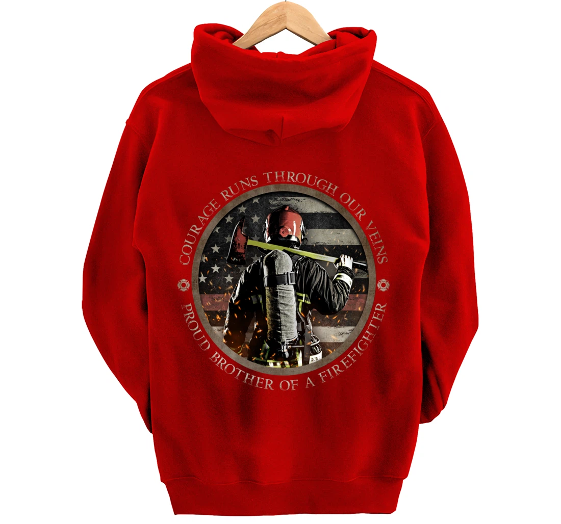 Proud Firefighter Cousin - Courage Runs Through Our Veins Pullover Hoodie