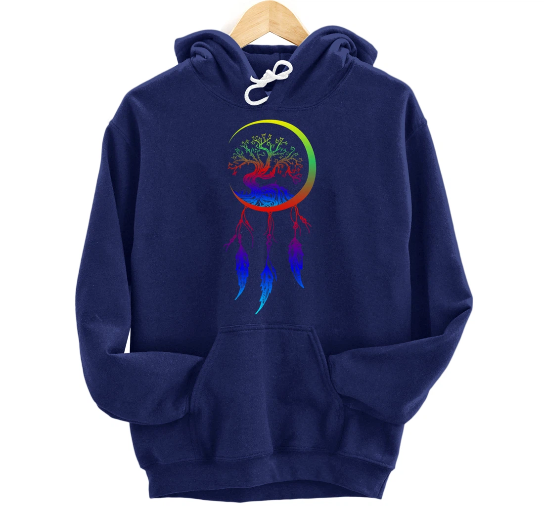 Moon Dreamcatcher Feathers Hippie Bohemian Themed Tee Pullover Hoodie