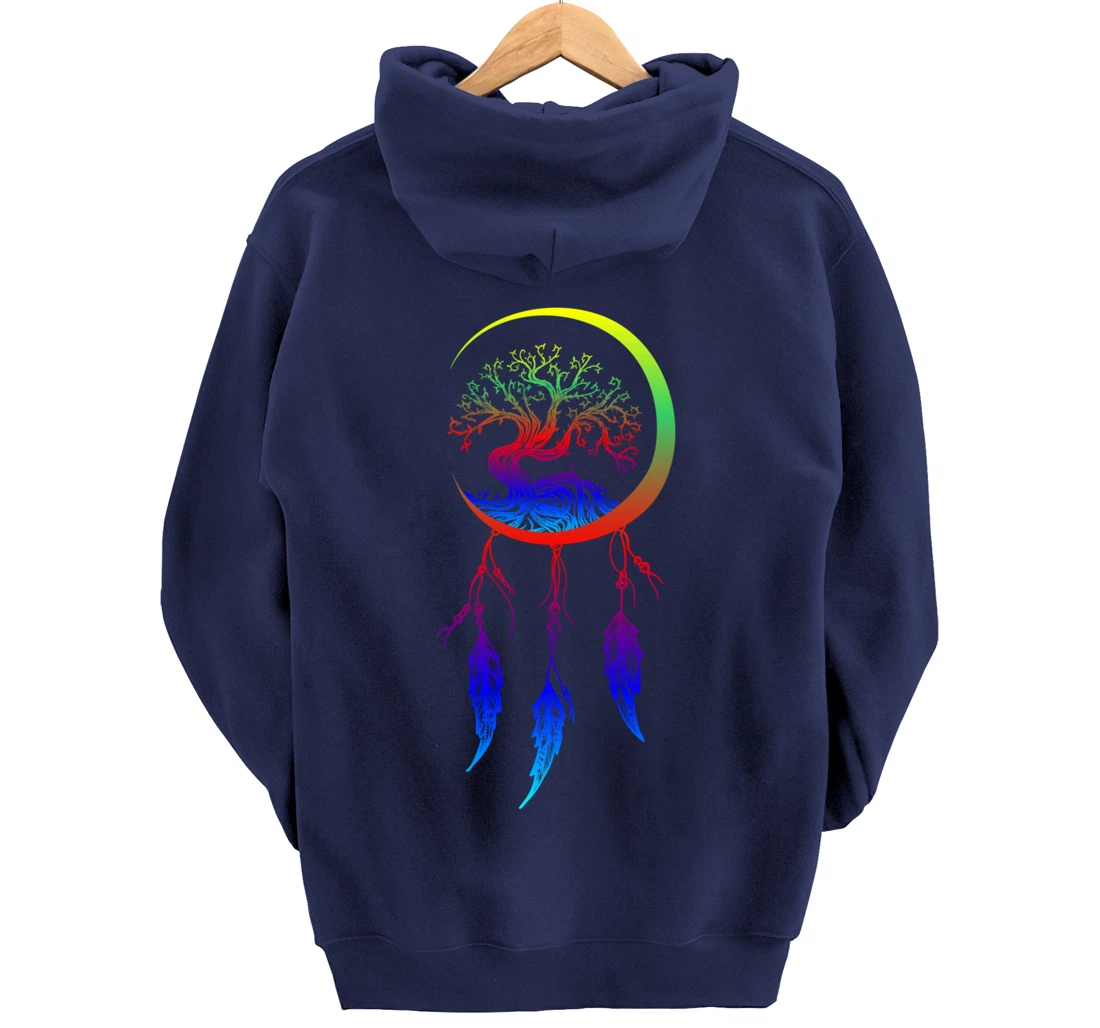 Moon Dreamcatcher Feathers Hippie Bohemian Themed Tee Pullover Hoodie