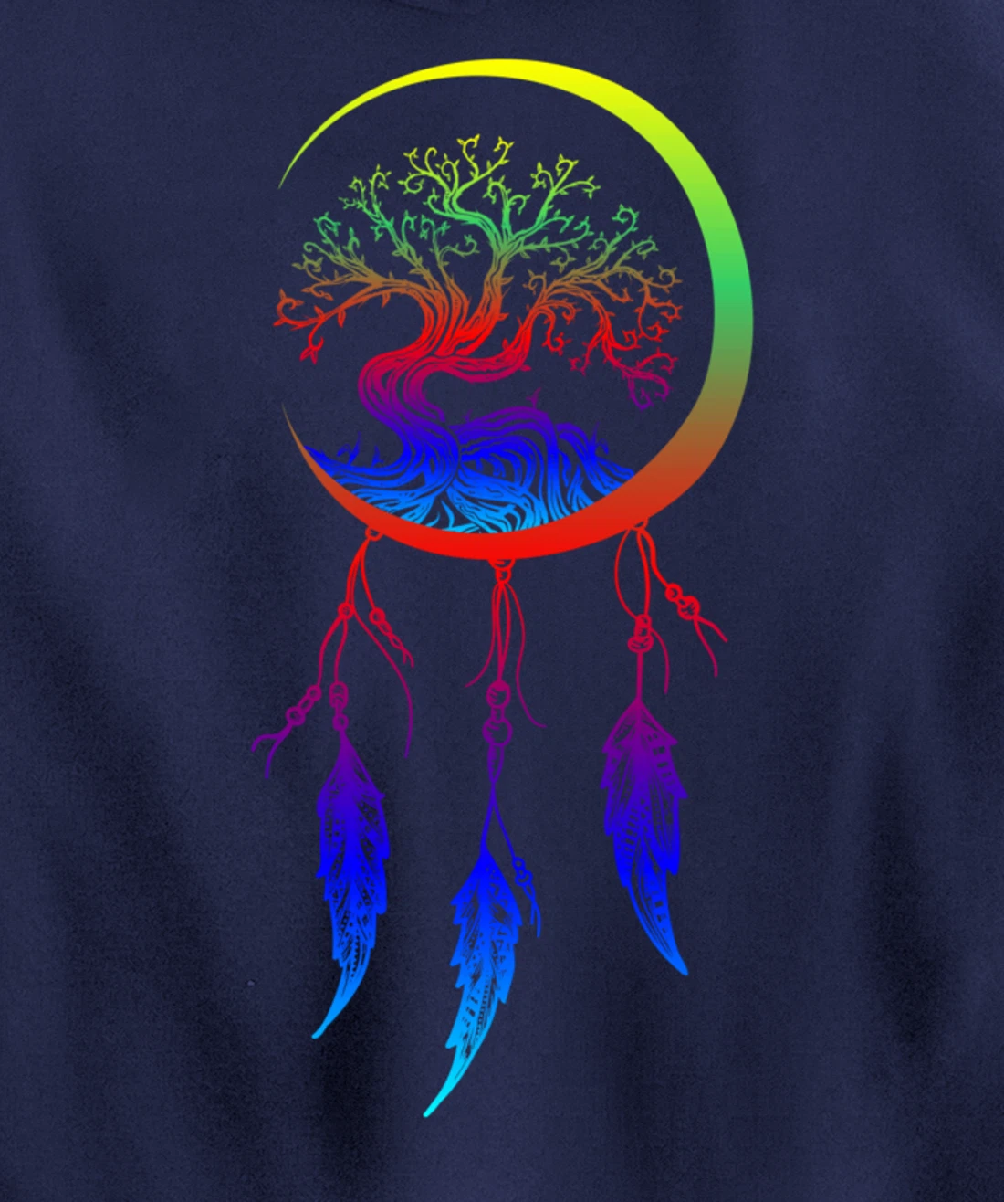 Moon Dreamcatcher Feathers Hippie Bohemian Themed Tee Pullover Hoodie