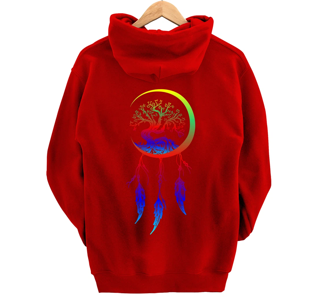Moon Dreamcatcher Feathers Hippie Bohemian Themed Tee Pullover Hoodie