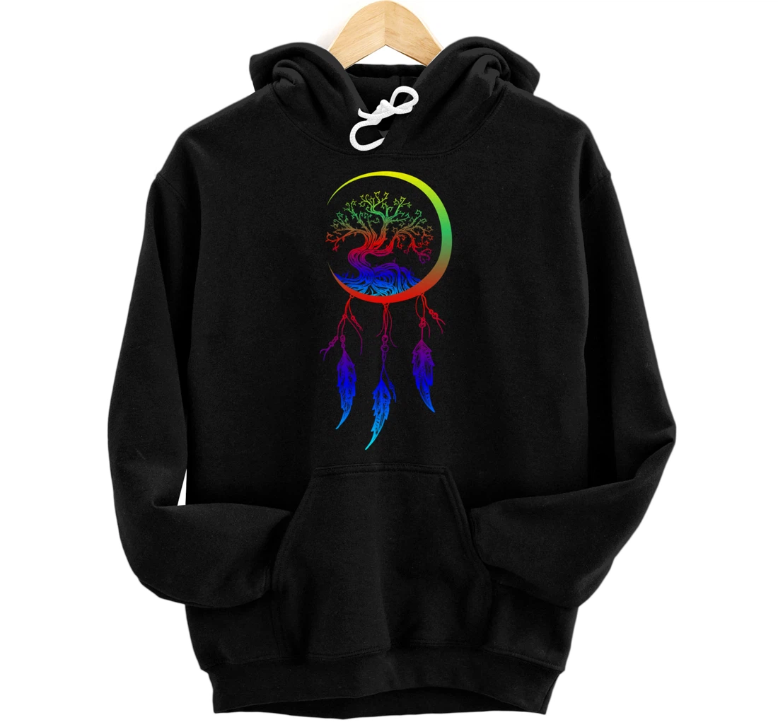Moon Dreamcatcher Feathers Hippie Bohemian Themed Tee Pullover Hoodie
