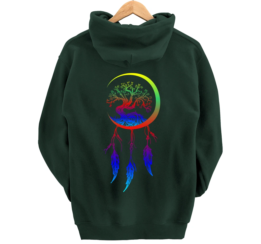 Moon Dreamcatcher Feathers Hippie Bohemian Themed Tee Pullover Hoodie