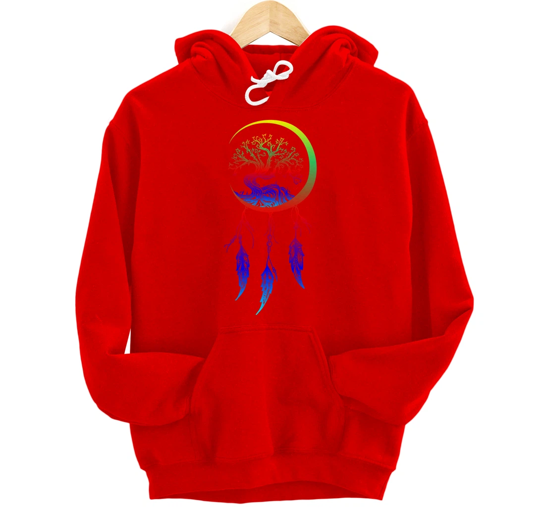 Moon Dreamcatcher Feathers Hippie Bohemian Themed Tee Pullover Hoodie