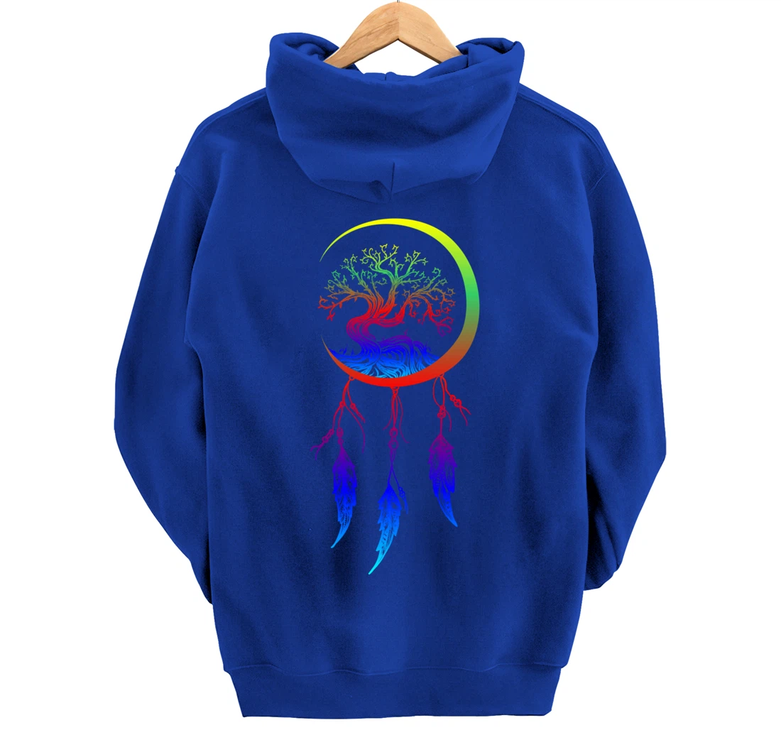 Moon Dreamcatcher Feathers Hippie Bohemian Themed Tee Pullover Hoodie