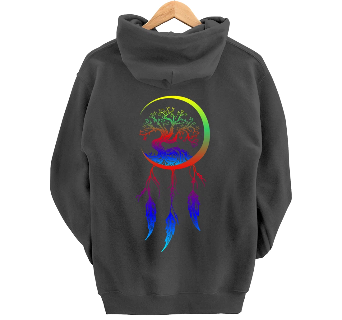 Moon Dreamcatcher Feathers Hippie Bohemian Themed Tee Pullover Hoodie