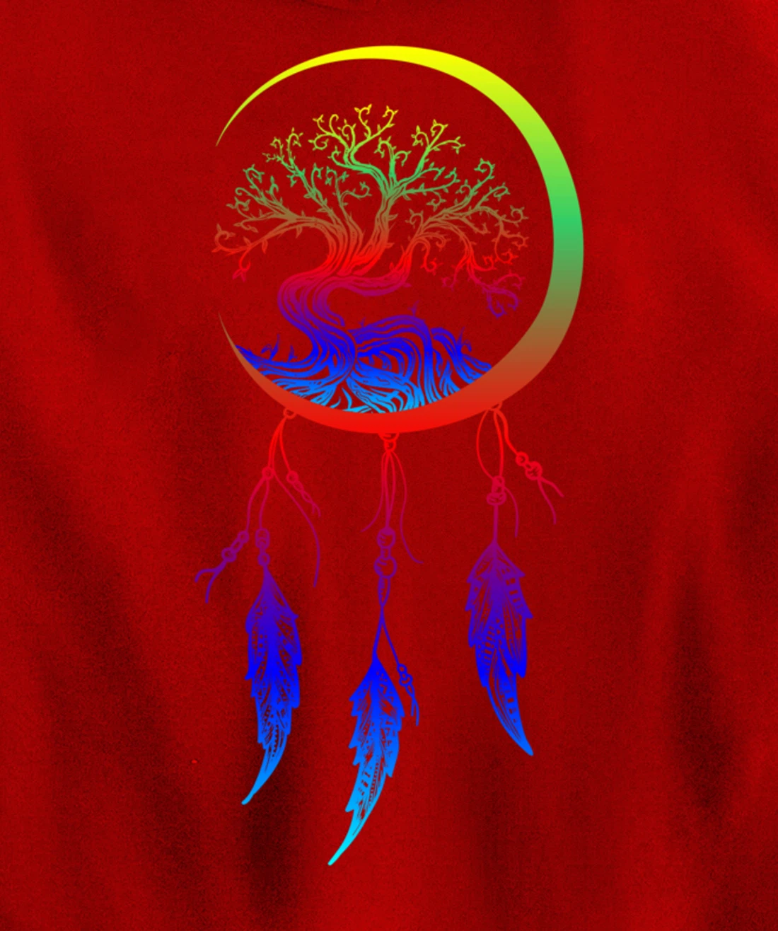 Moon Dreamcatcher Feathers Hippie Bohemian Themed Tee Pullover Hoodie