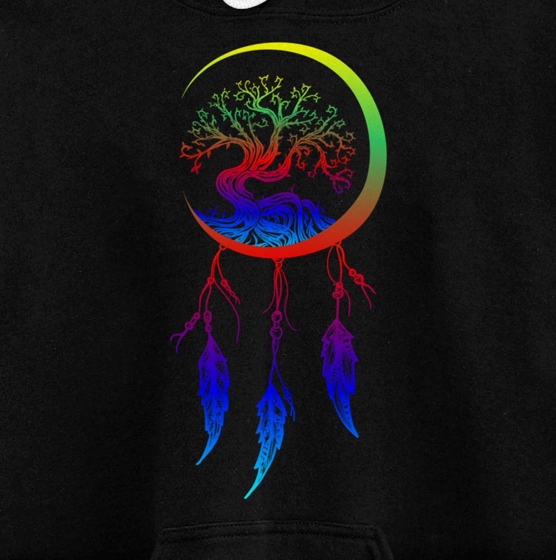 Moon Dreamcatcher Feathers Hippie Bohemian Themed Tee Pullover Hoodie