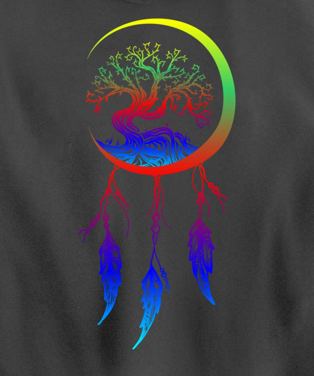 Moon Dreamcatcher Feathers Hippie Bohemian Themed Tee Pullover Hoodie