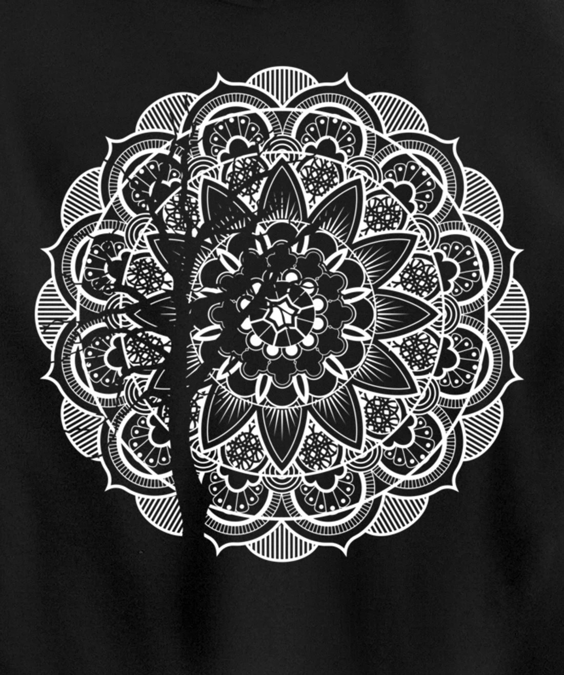 Cool Bohemian Tree Boho Geometric Mandala Themed Pullover Hoodie