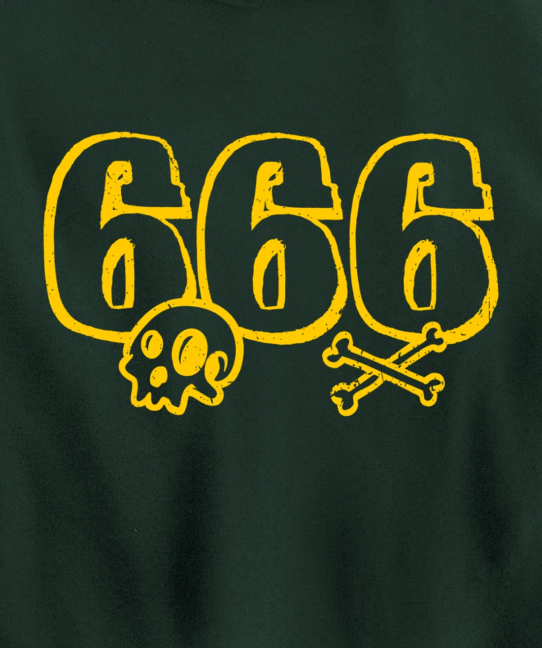 666 / Number of the Beast / Yellow Skull & Bones Satanic Pullover Hoodie