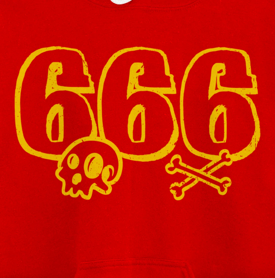 666 / Number of the Beast / Yellow Skull & Bones Satanic Pullover Hoodie