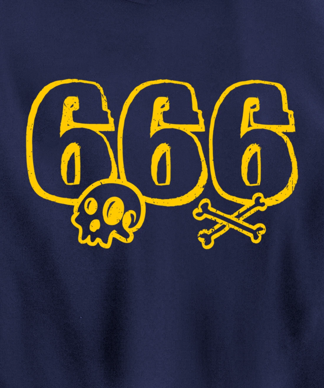 666 / Number of the Beast / Yellow Skull & Bones Satanic Pullover Hoodie
