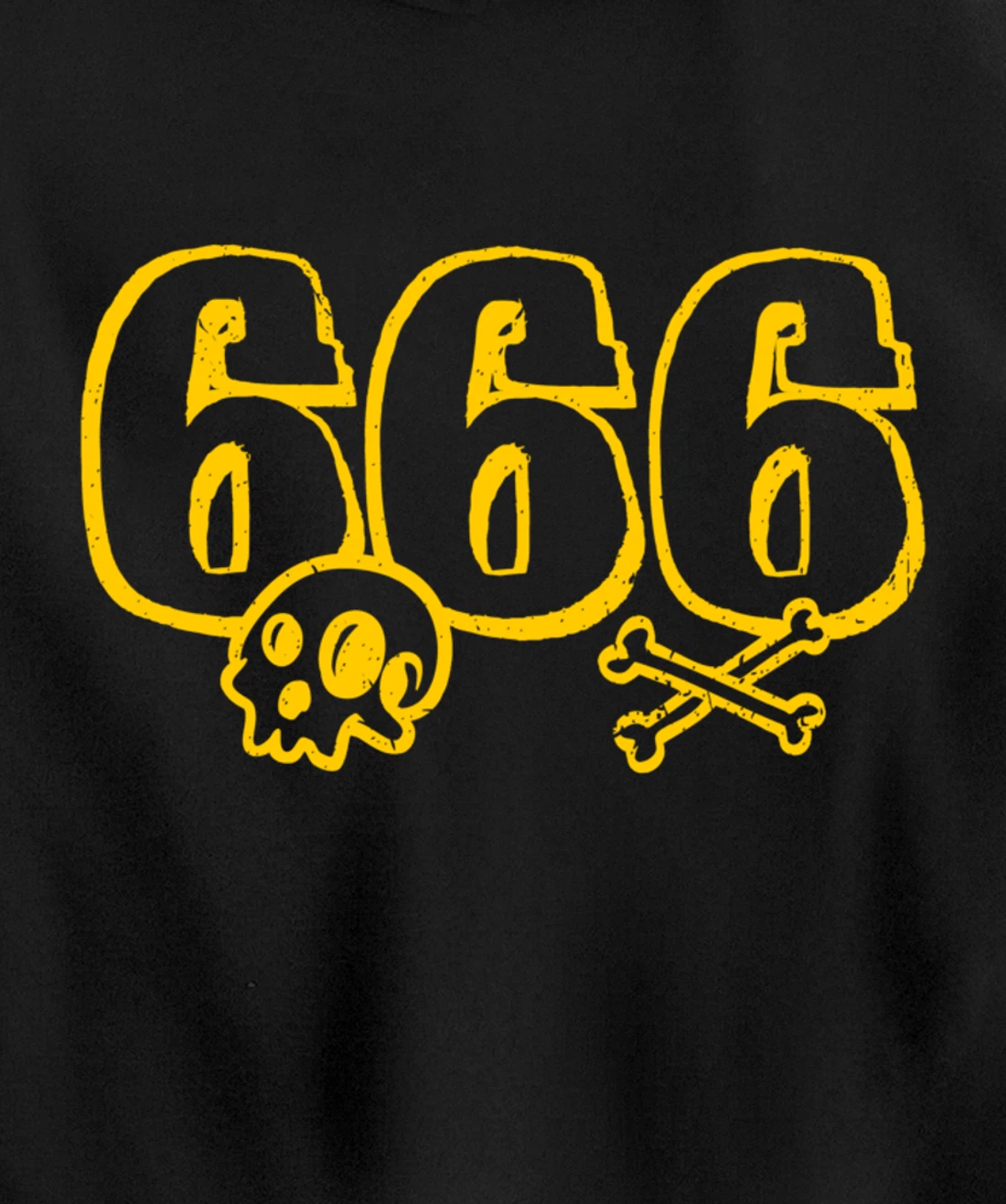 666 / Number of the Beast / Yellow Skull & Bones Satanic Pullover Hoodie