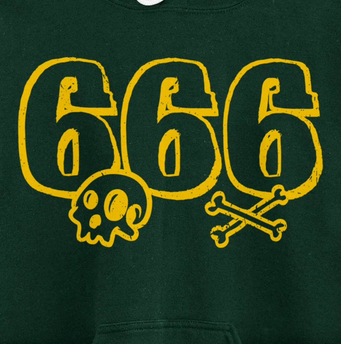 666 / Number of the Beast / Yellow Skull & Bones Satanic Pullover Hoodie