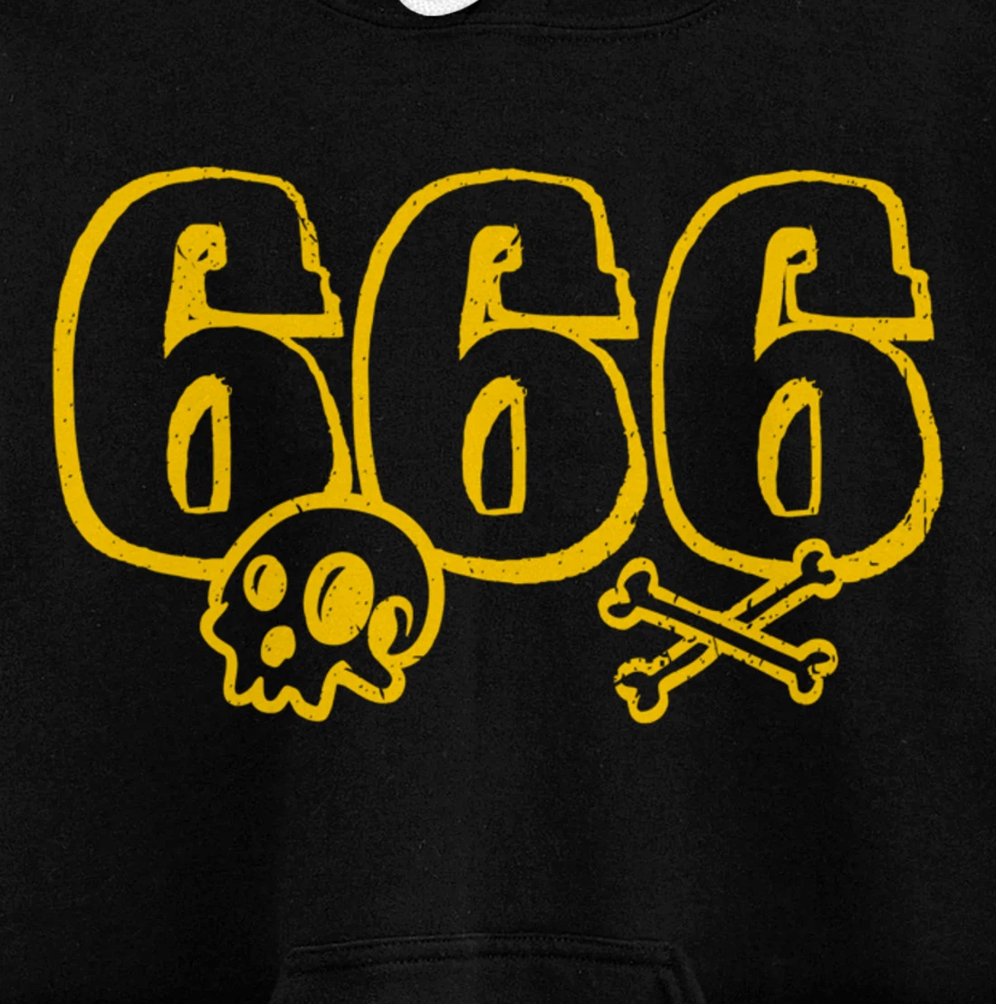 666 / Number of the Beast / Yellow Skull & Bones Satanic Pullover Hoodie