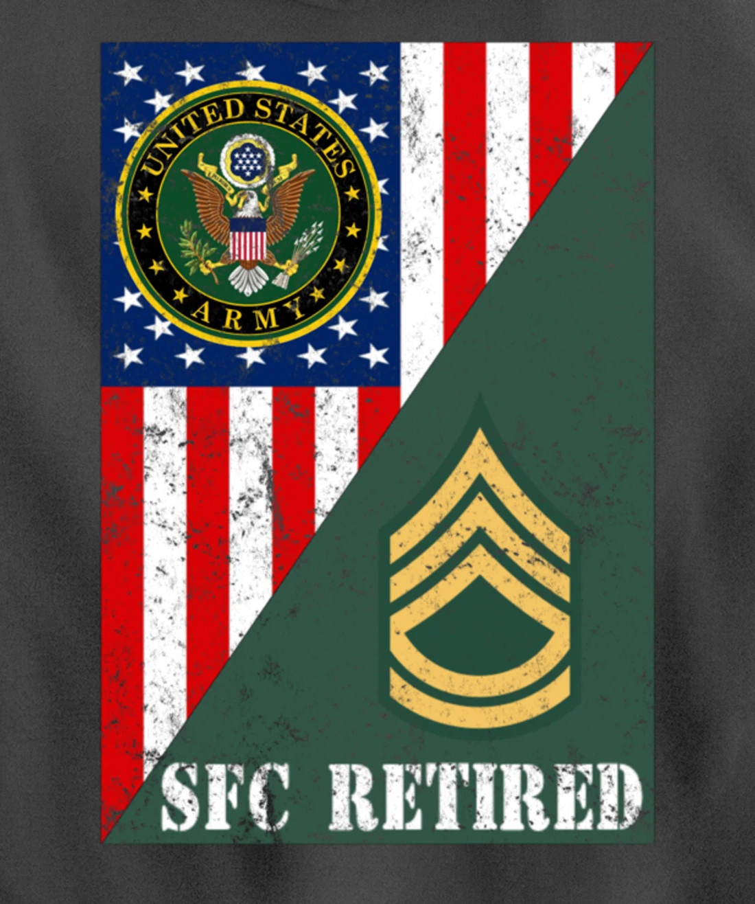 Retired Army Sergeant First Class Half Rank & Flag Pullover Hoodie