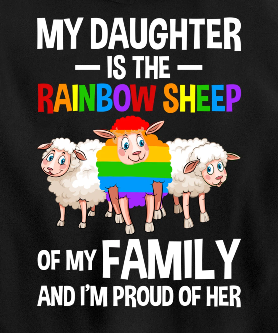 LGBT Rainbow Pride Sheep Family Gay Lesbian Transgender Pullover Hoodie