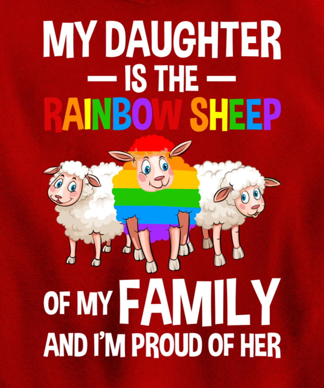 LGBT Rainbow Pride Sheep Family Gay Lesbian Transgender Pullover Hoodie