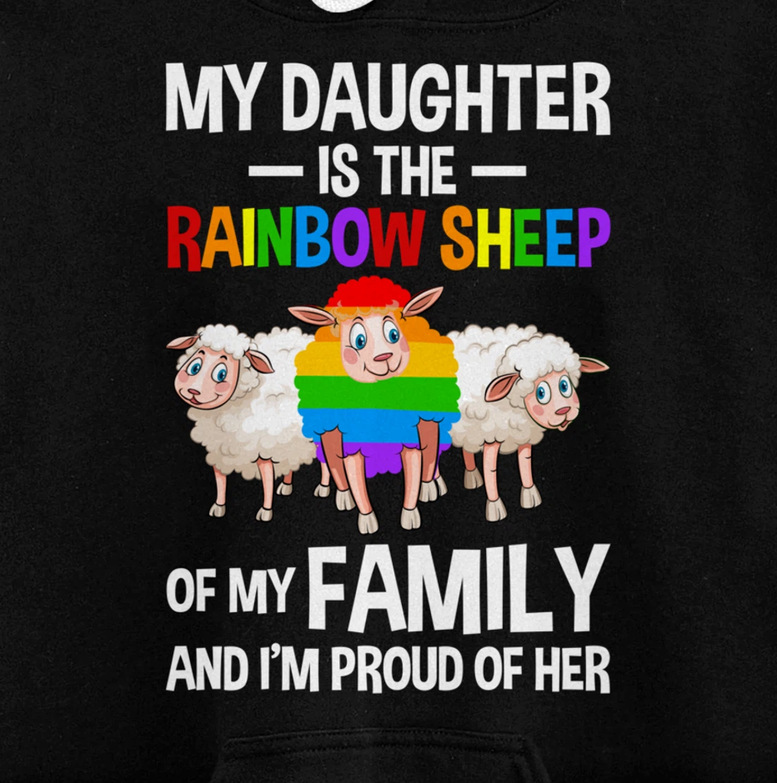 LGBT Rainbow Pride Sheep Family Gay Lesbian Transgender Pullover Hoodie
