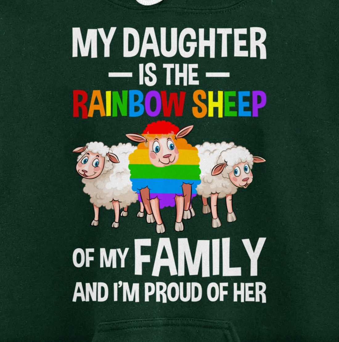 LGBT Rainbow Pride Sheep Family Gay Lesbian Transgender Pullover Hoodie