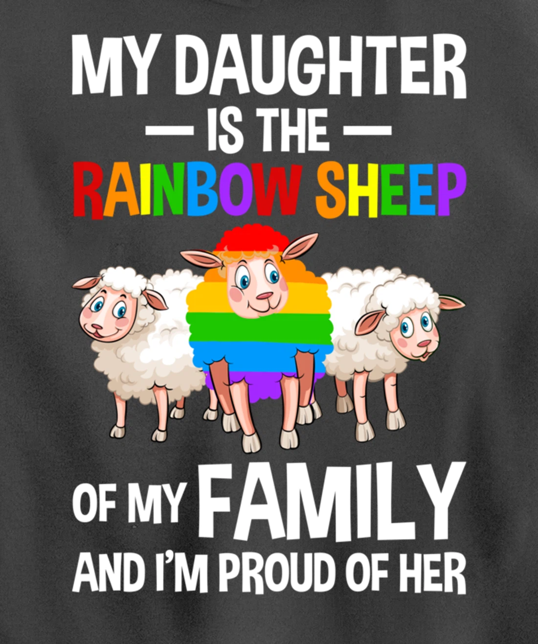 LGBT Rainbow Pride Sheep Family Gay Lesbian Transgender Pullover Hoodie