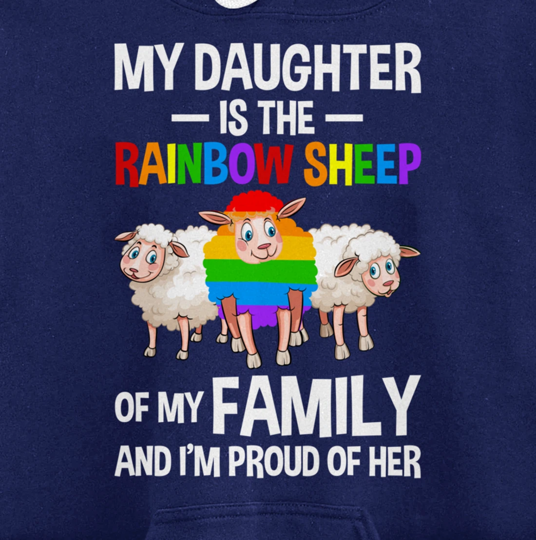 LGBT Rainbow Pride Sheep Family Gay Lesbian Transgender Pullover Hoodie
