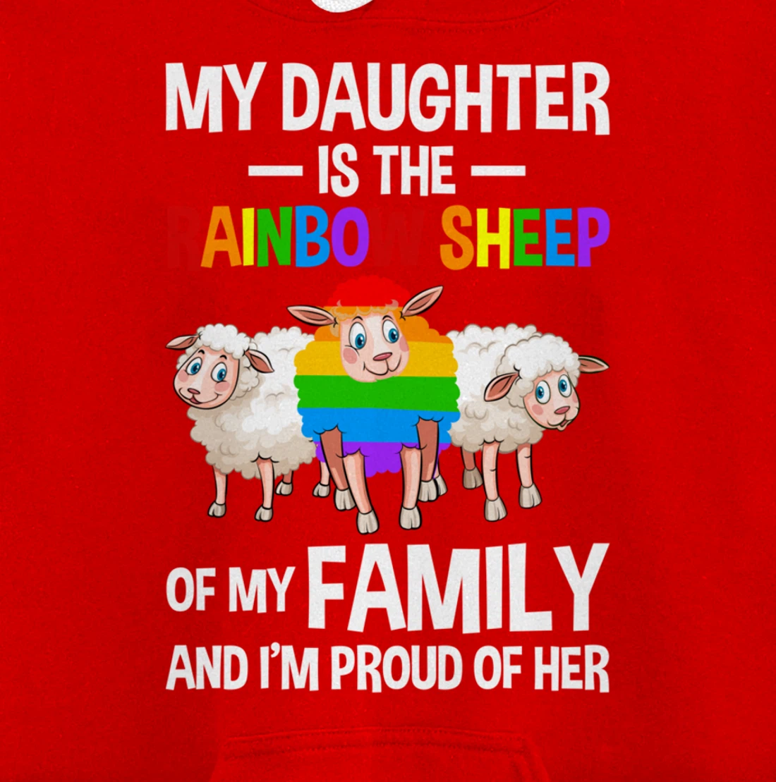 LGBT Rainbow Pride Sheep Family Gay Lesbian Transgender Pullover Hoodie