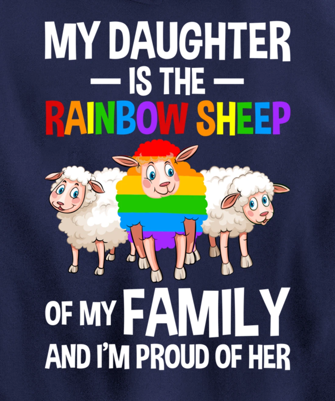 LGBT Rainbow Pride Sheep Family Gay Lesbian Transgender Pullover Hoodie