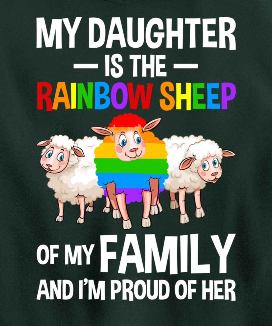 LGBT Rainbow Pride Sheep Family Gay Lesbian Transgender Pullover Hoodie
