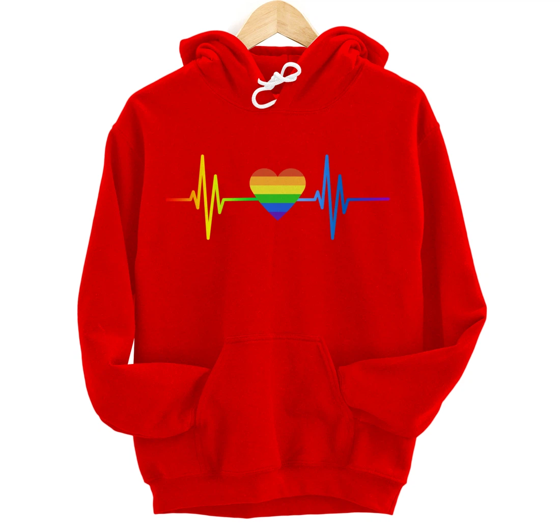 LGBT Pride Heartbeat Gay Lesbian Transgender Frequency Pullover Hoodie