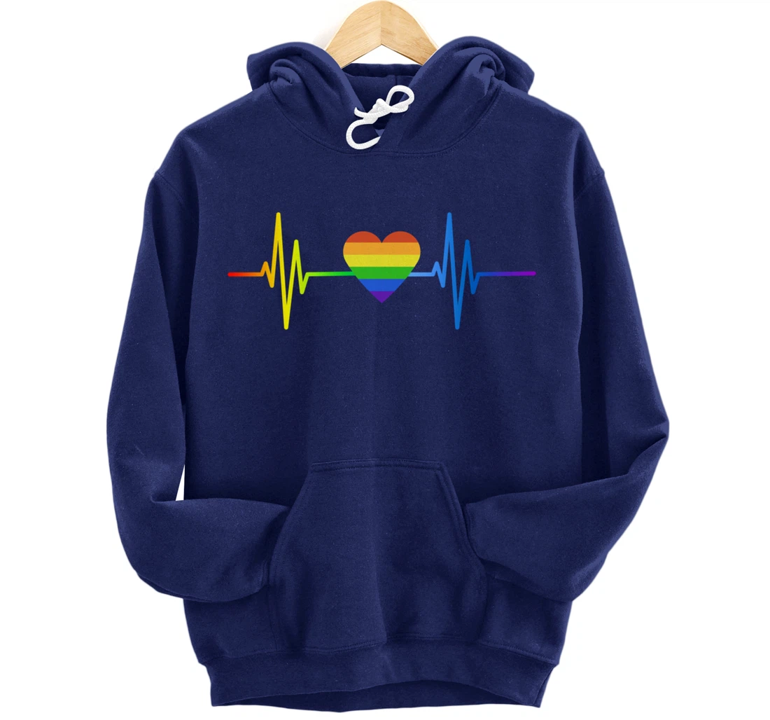LGBT Pride Heartbeat Gay Lesbian Transgender Frequency Pullover Hoodie